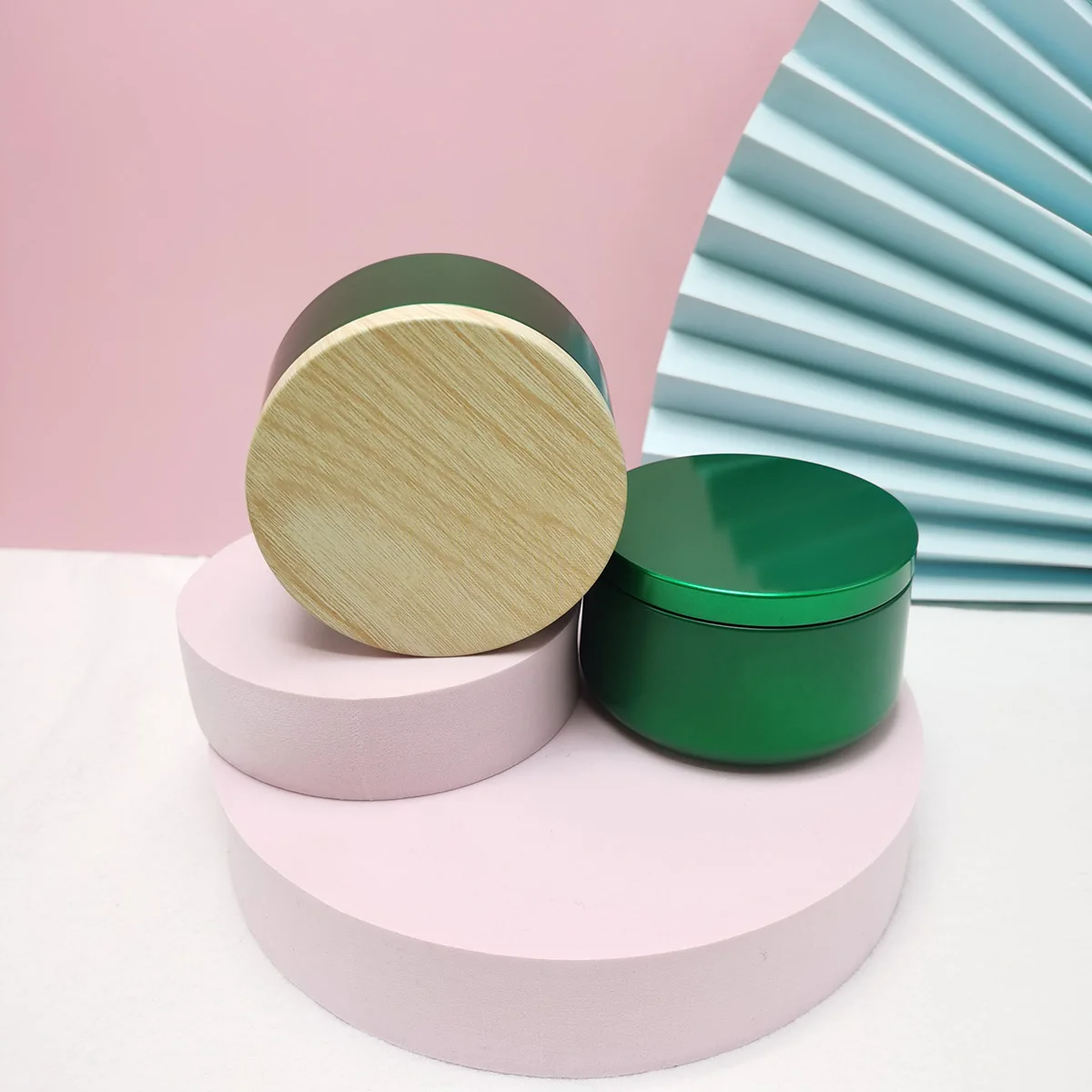 Green 6oz Empty Candle Jars Metal Seamless Massage Candle Tins Jar with Lid Wholesale