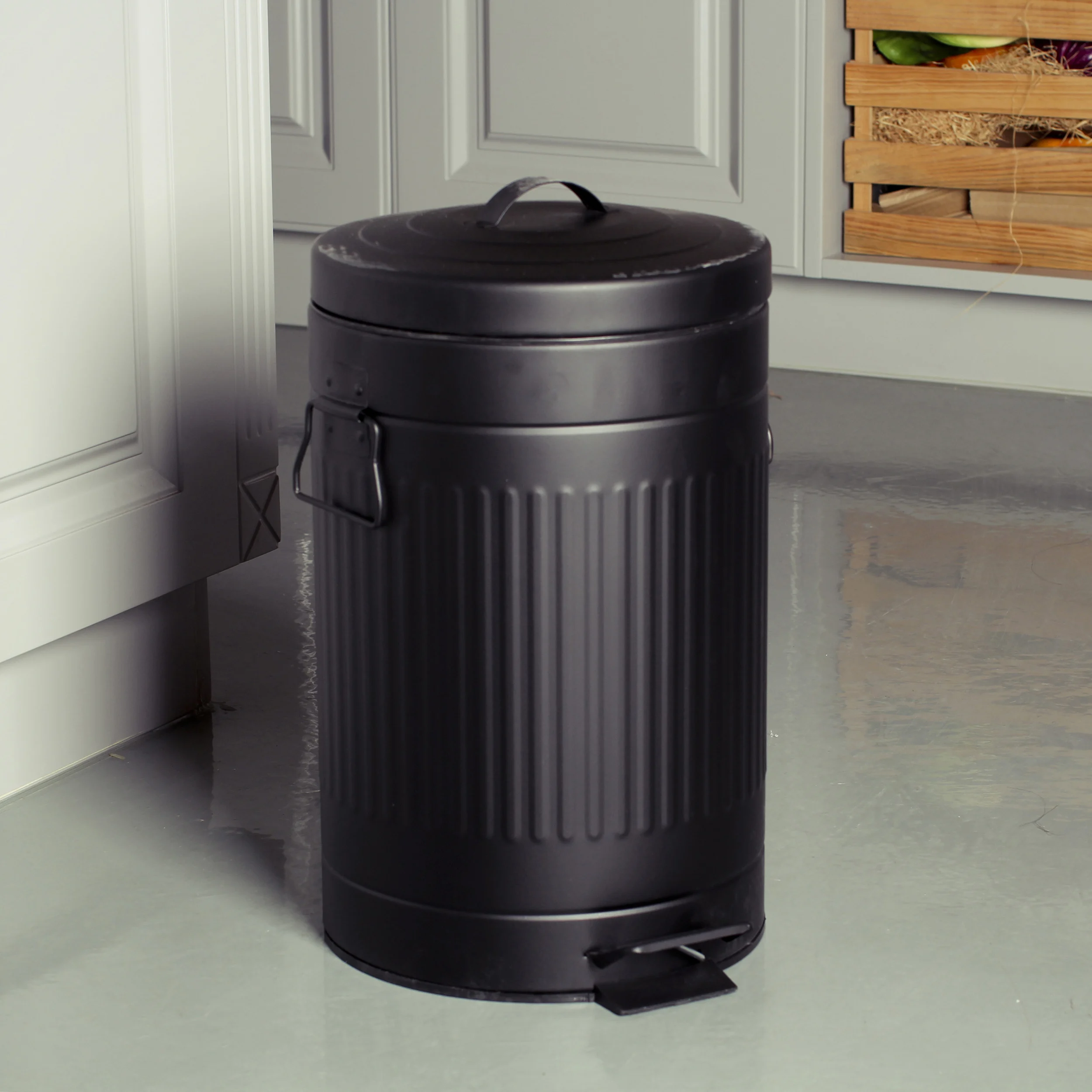 Round Rubbish Bin Removable Inner Garbage Trash Foot Pedal Waste Bin Garbage Bin Pedal Outdoor