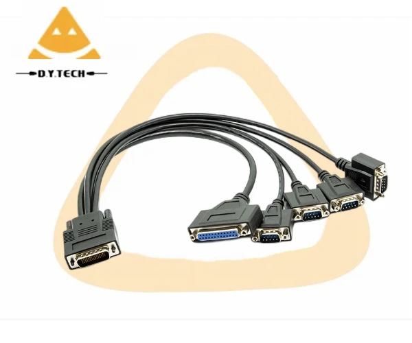 LFH60 male to 4 DB9 female+DB25 female with front nut serial port connection cable PCIE serial port card cable control cable