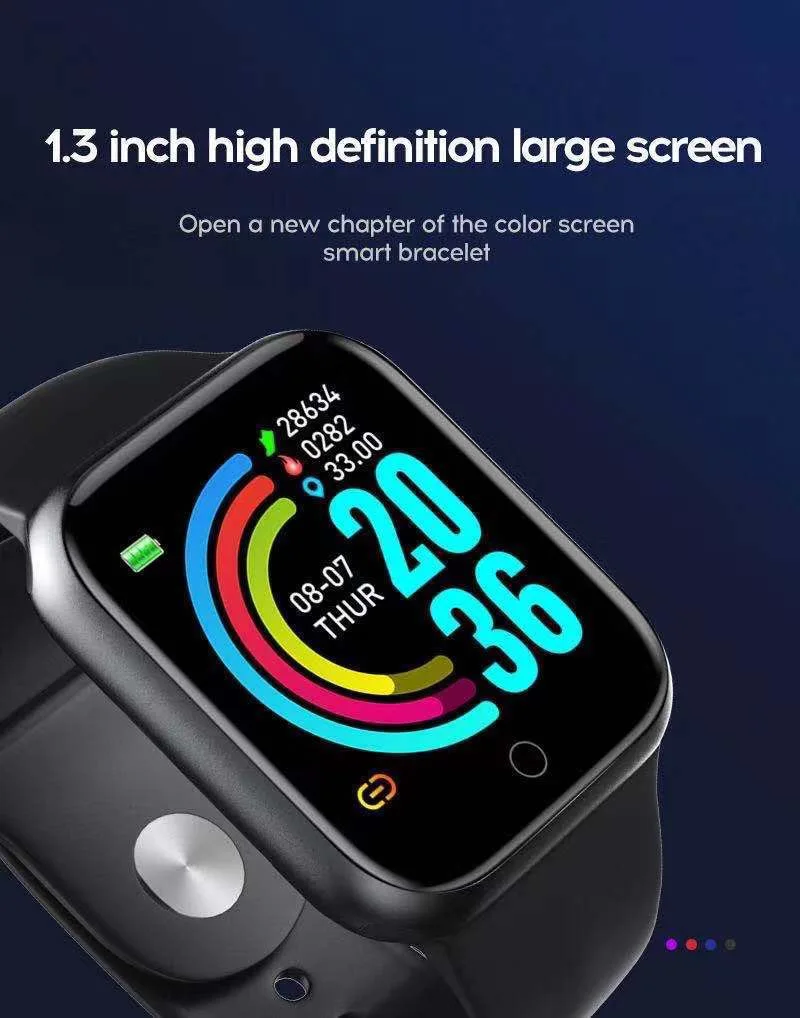 Y68 large screen smart bracelet heart rate blood oxygen pressure sleep monitoring