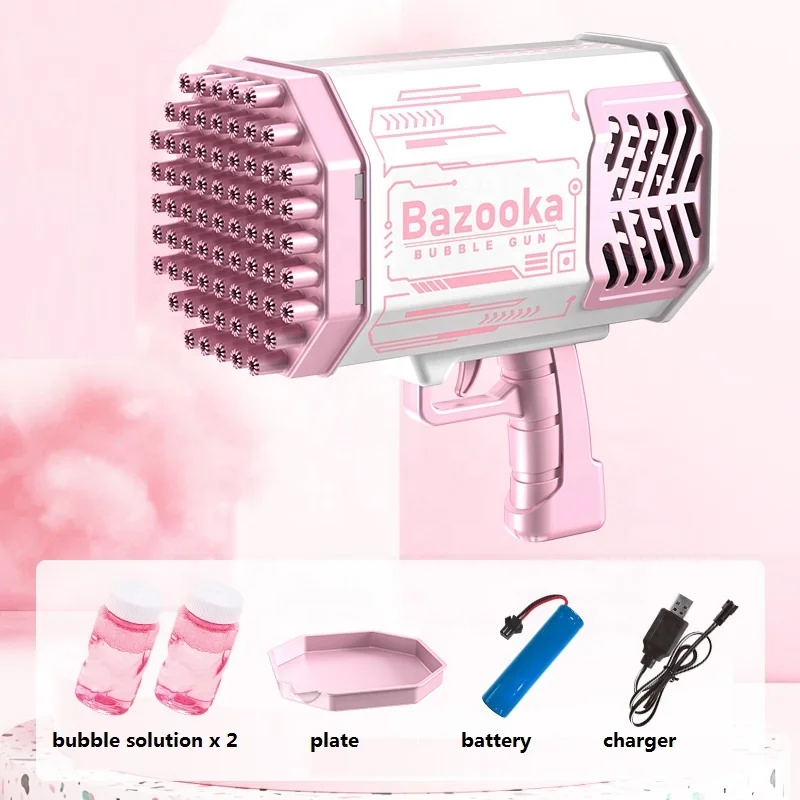 69 Holes Bubble Machine Gun with Lights/Bubble Solution for Adults Kids Summer Toy Bubble Maker