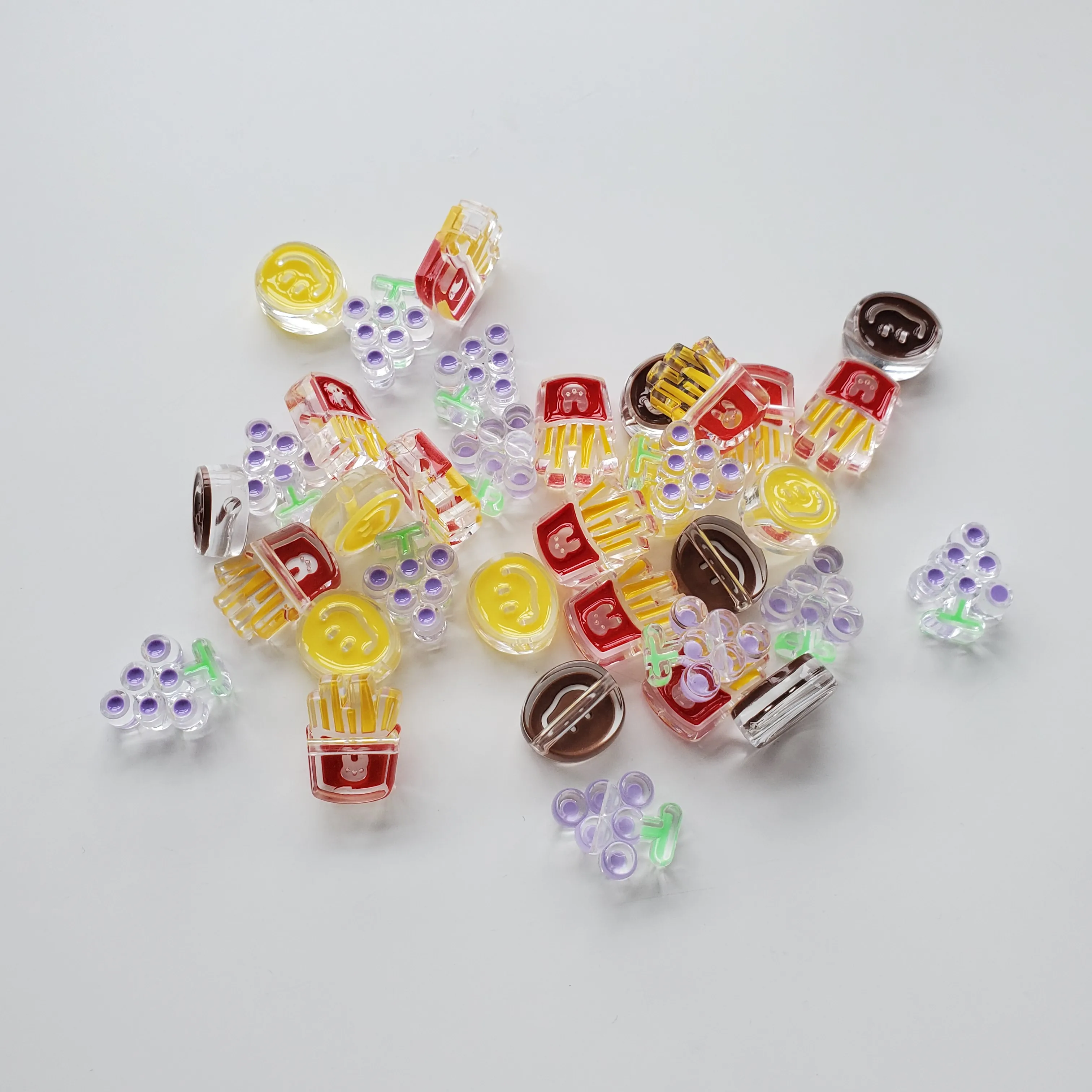 2022 Oil Drip Design Acrylic French Fries Smiley Grapes Beads DIY bracelet hair ornaments jewelry accessories