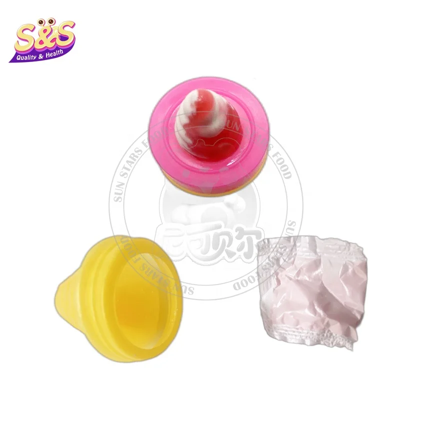 New ice cream shape bottle with sour powder pacifier toy candy sweet fruity hard candy lollipop
