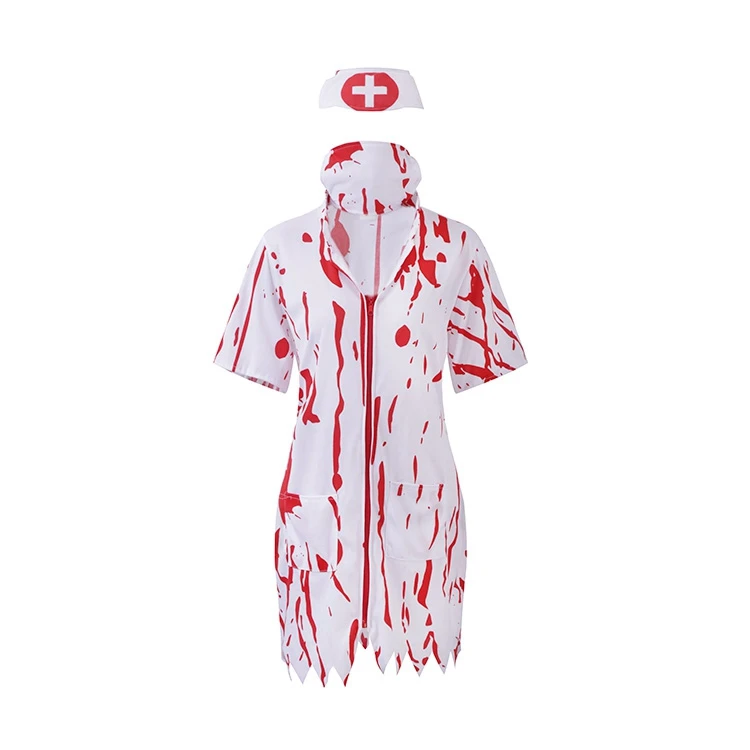 Halloween Clothes Cos Horror Nurse Vampire Dress Costume With Hat Mask