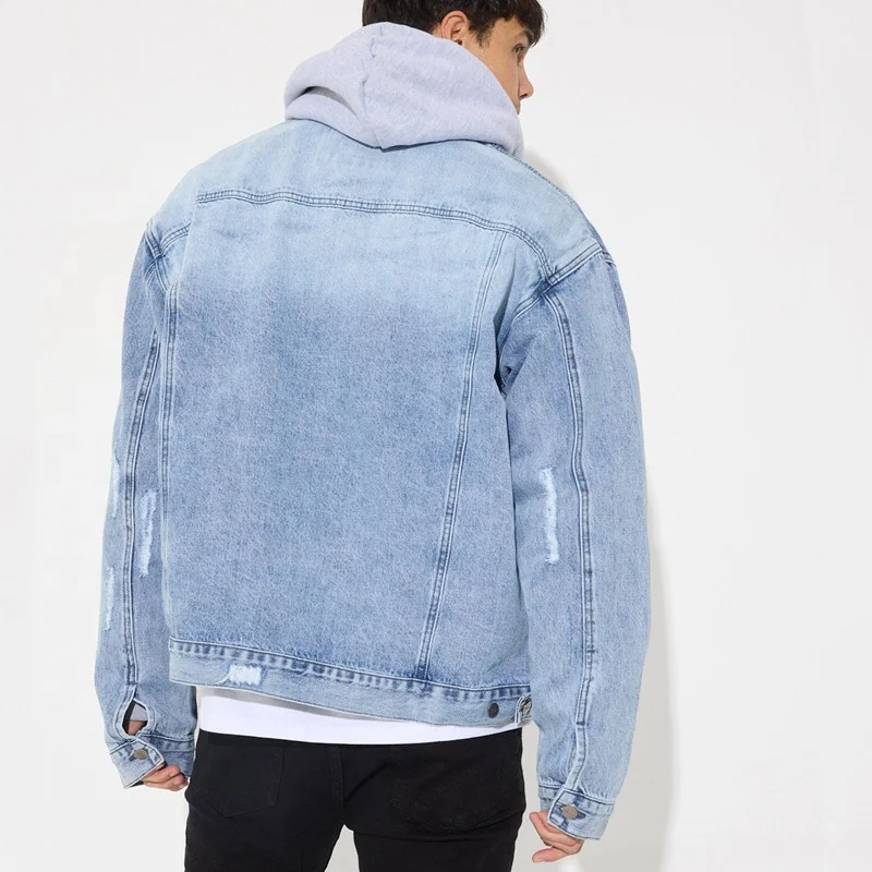 LOW MOQ customize Plus size Vintage Wash Casual Outwear Men 100% Cotton High quality Jacket Denim Jackets