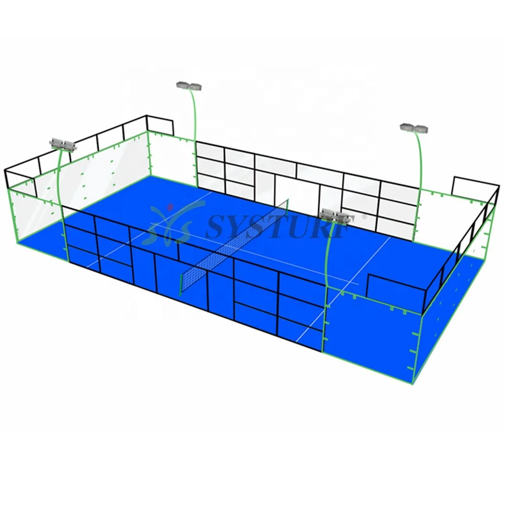 WPT Padel Tennis Grass Court Panoramic Indoor Outdoor Sport Court with Steel and Glass Material Padel Court