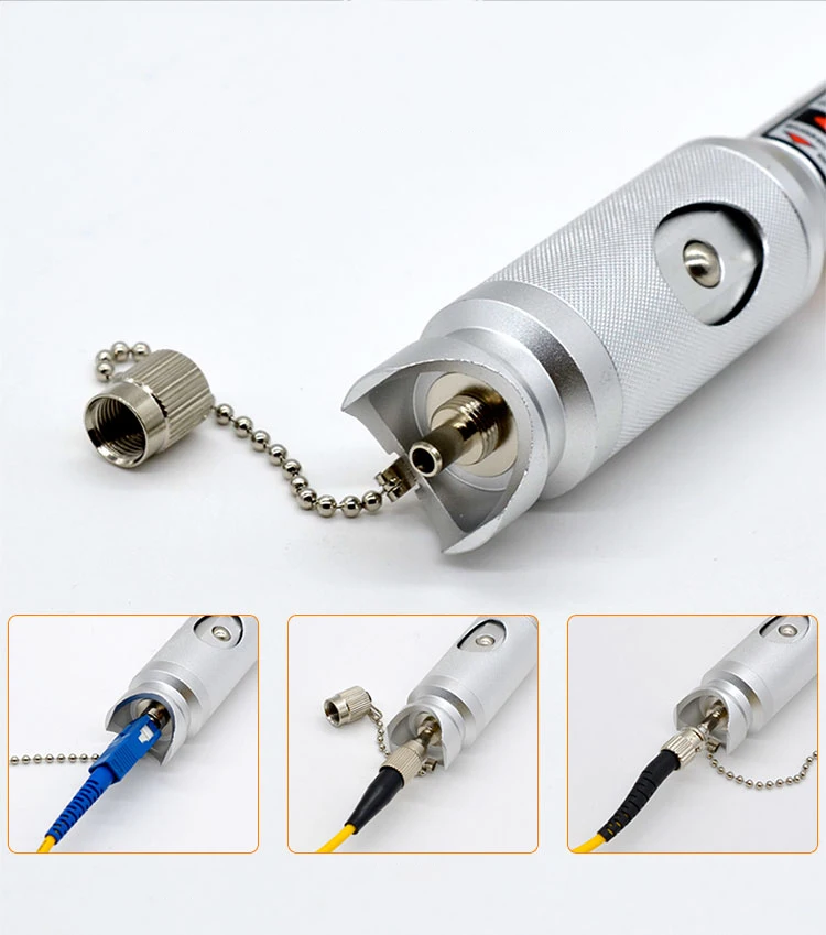 ftth Silver Red Light Source Fiber Tester Compatible With SC ST FC Connector Pen Visual Fault Locator
