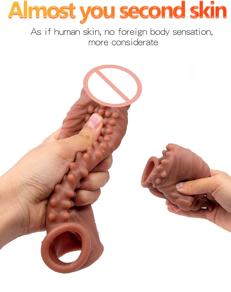 Reusable Penis Sleeve Big Penis Extender Condom Cock Extension Dick Enlargemen Sex Toys for Men Enlargement Time Delay