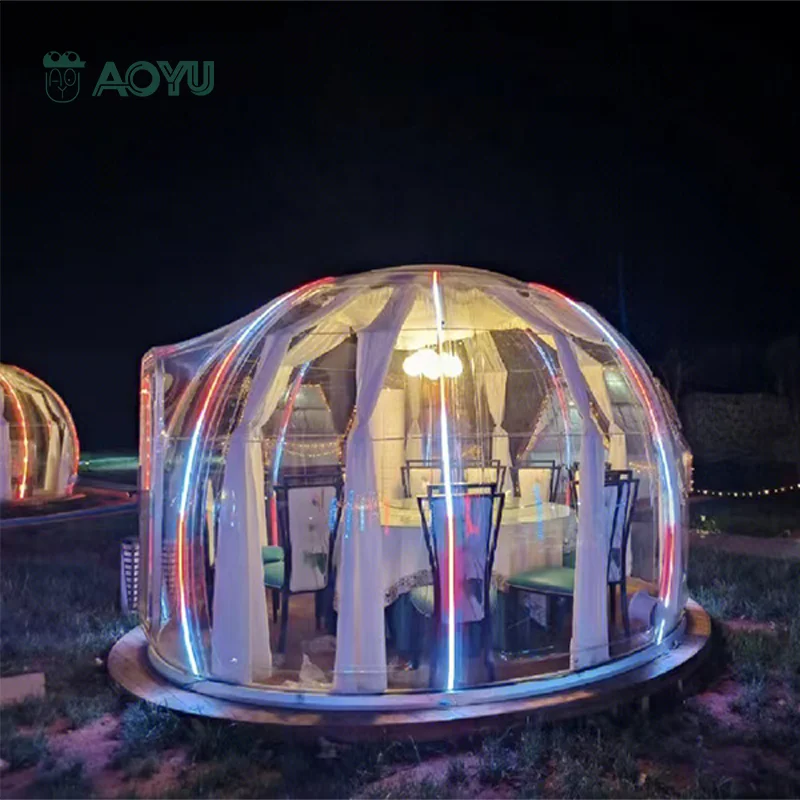 AOYU Flame Retardant Safe And Stable Dome Glamping Tent Transparent Inflatable Bubble House Bubble Tent Aluminium
