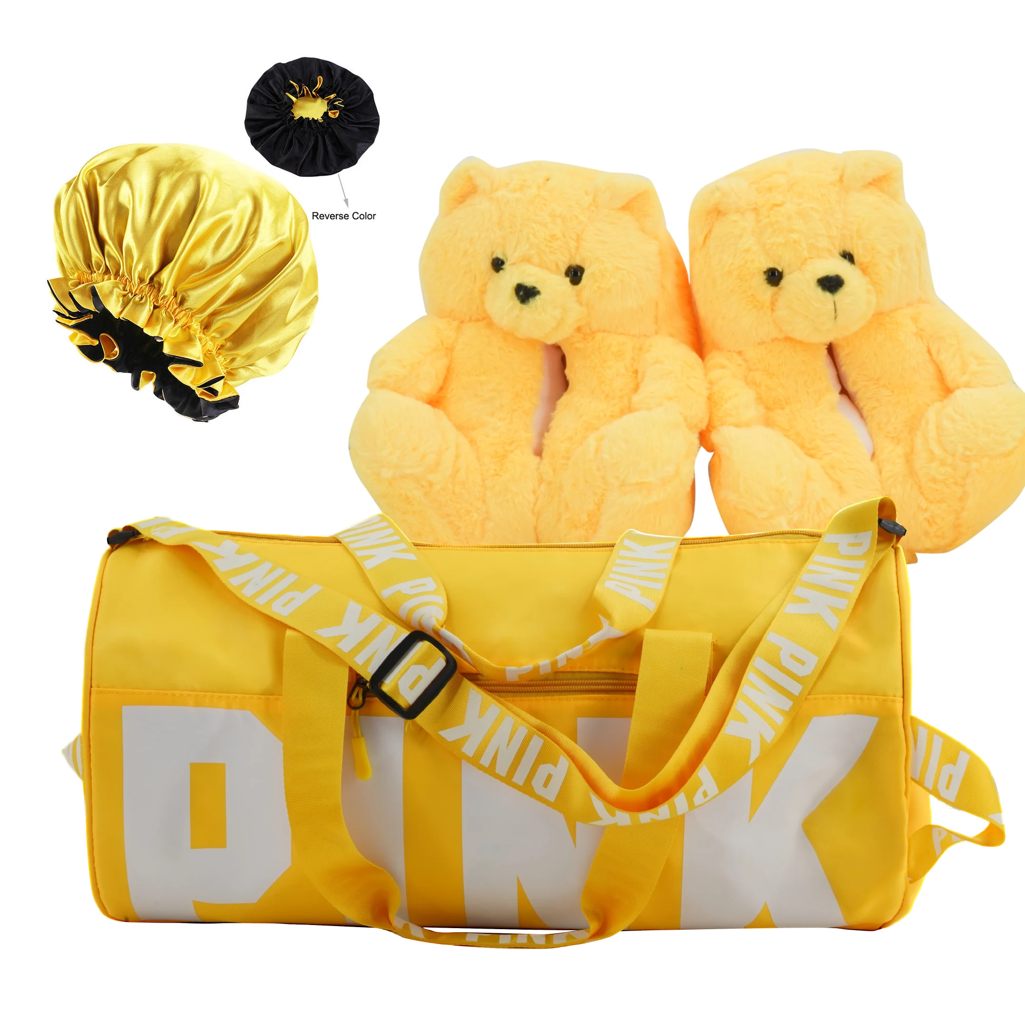 Wholesale Custom Slippers Satin Bonnet Trending Designer Waterproof Portable Polyester Luggage Gym Sport Travel Bag 3pcs Set