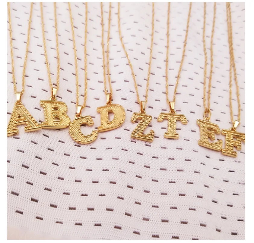 
Cute A-Z Letters Necklaces Gold Color Initial Alphabet Pendant With Chain Name Jewelry Gift For Women Girls 