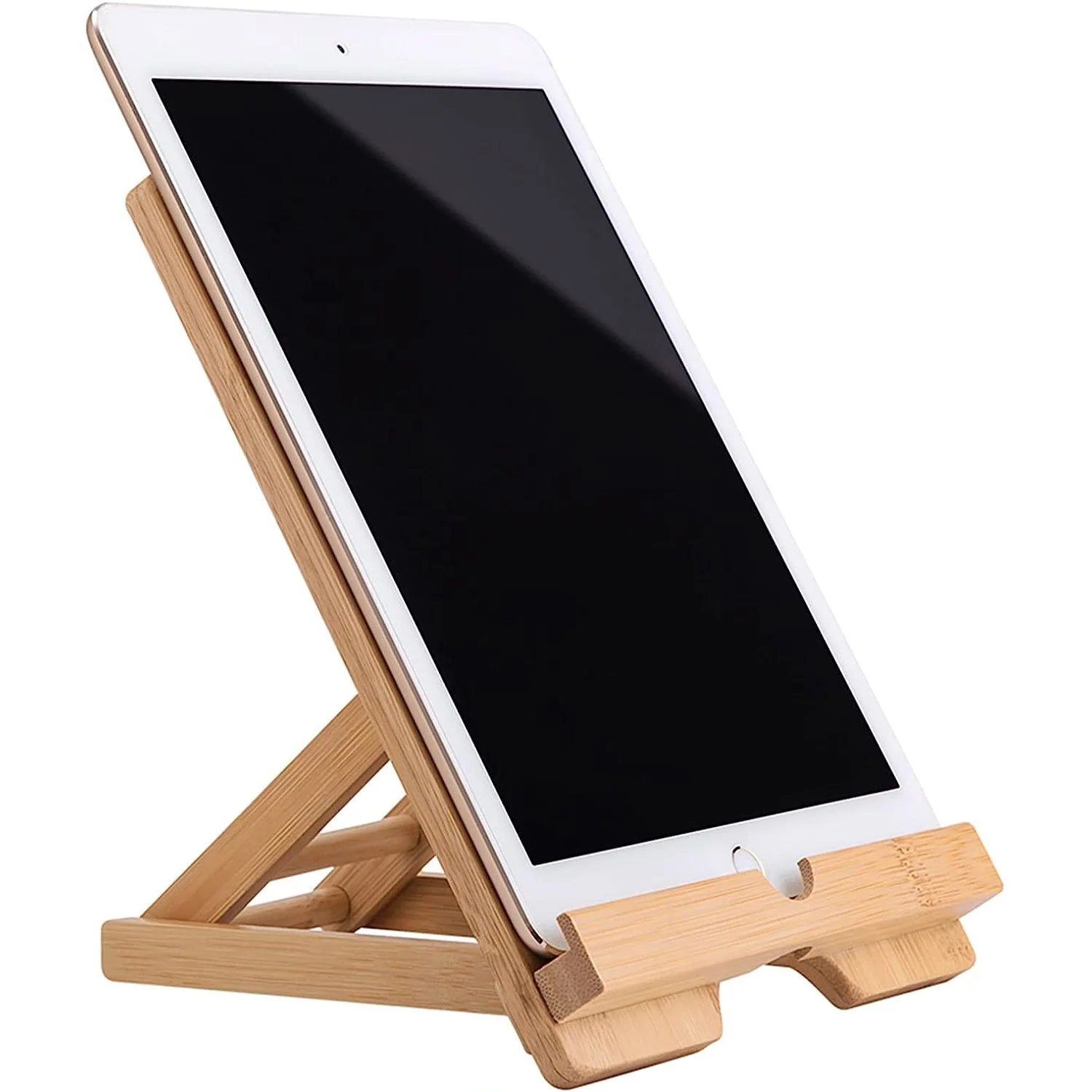 Bamboo wood adjustable foldable desktop phone tablet pc stand holder