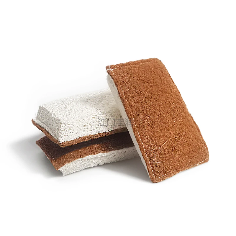 Non Scratch Eco- Friendly Compressed Loofah With White Cellulose Sponge Kitchen Cleaning Sponge