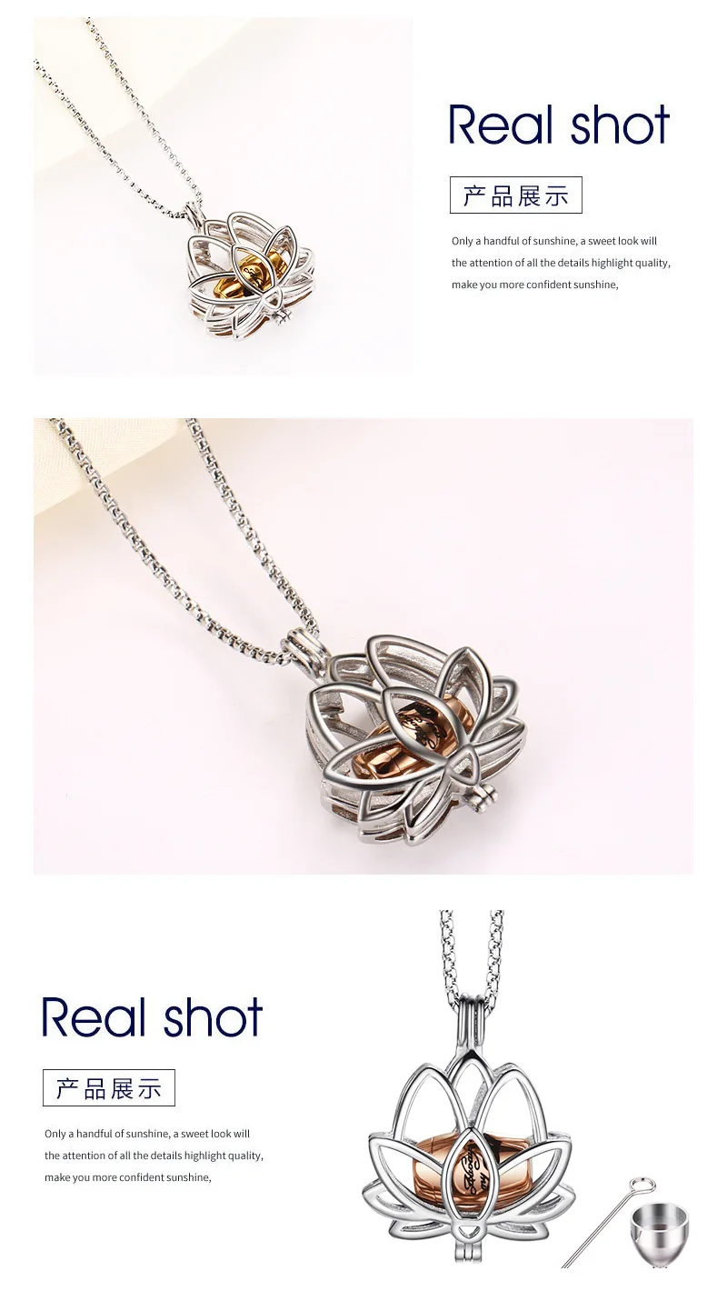 Cremation Jewelry for Ashes Mini Keepsake Urn Memorial Ash Necklace Lotus Flower Ashes cremation urn pendant