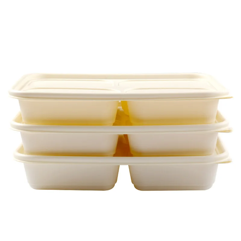 Environmentally Friendly Cornstarch Based 4 Compartment Disposable Lunch Box Rectangle 850ml
