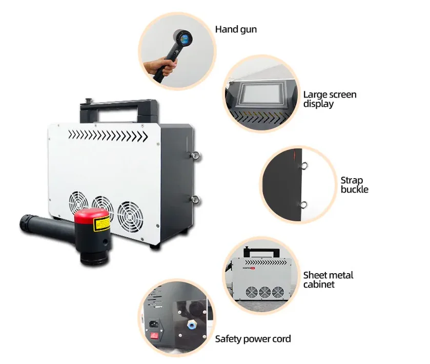 Easy operate mobile laser cleaning machine tyre mould and pipe cleaner with Cleaning head