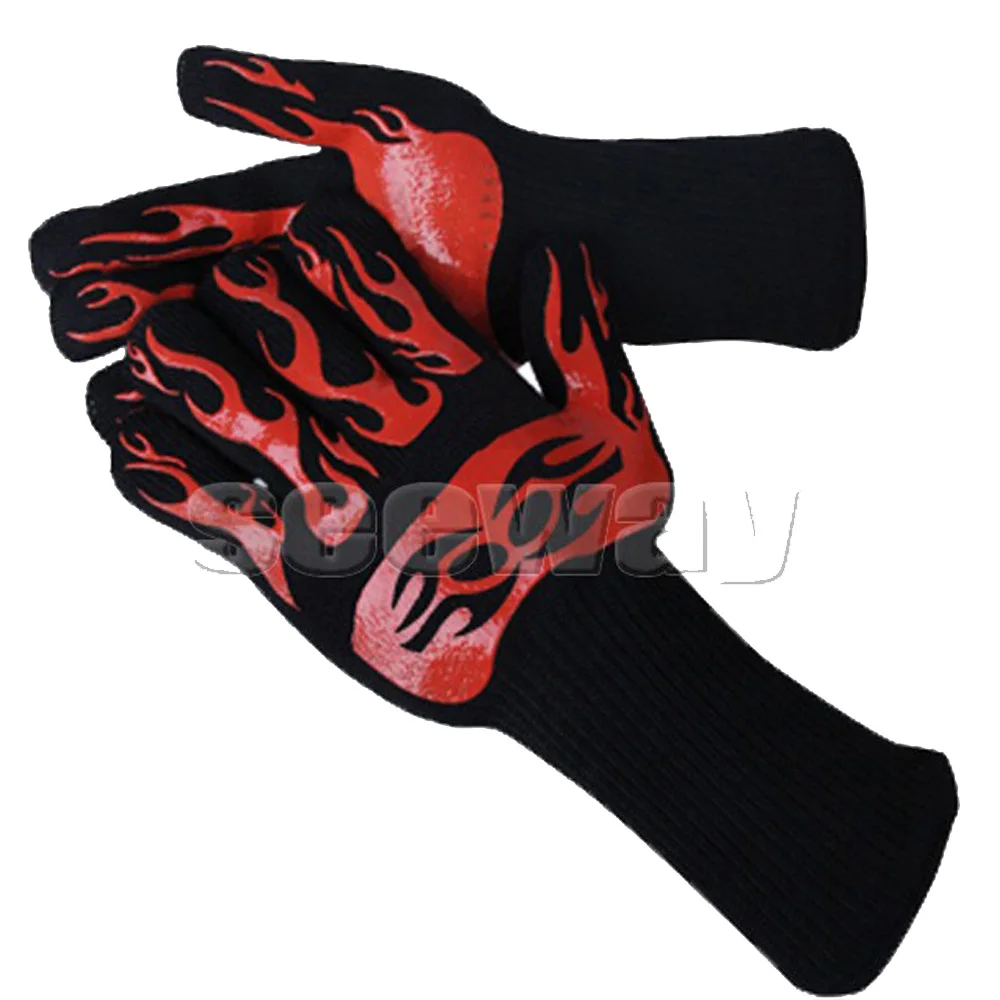 Seeway Silicone BBQ Grill Gloves For Oven Cooking Baking Smoking Safety Protection