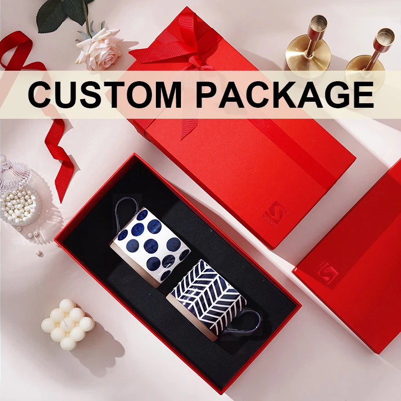 Custom Large handmade 15oz Ceramic Coffee Mug with logo Blue Hand Painted Porcelain Ceramic Mugs Tea Cups for Office Home gift