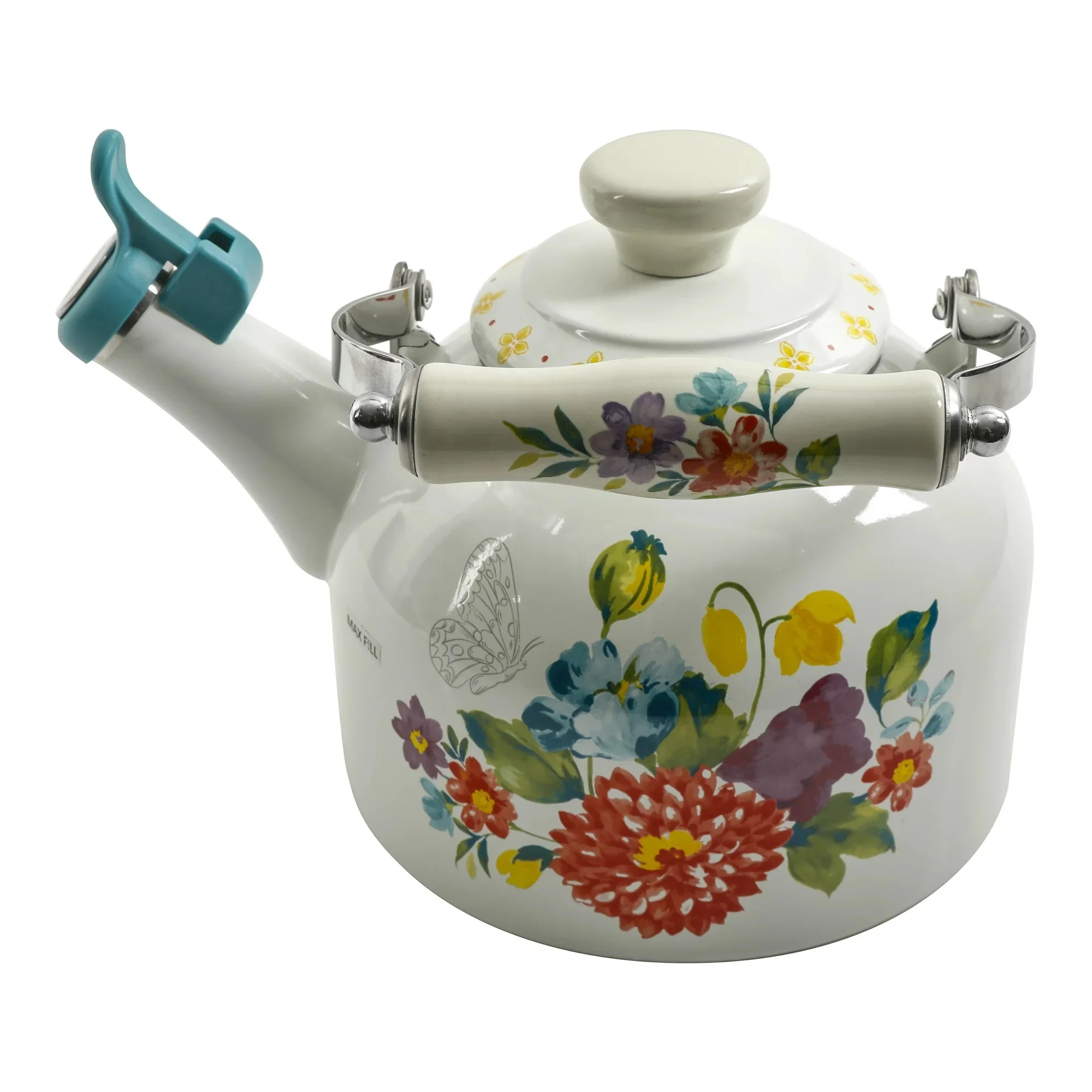 2.QT Traditional Whistling Enamel Teapot Kettle Black Matt  Emaye Emaille Colorful Red Blue Ollas de Peltre AVON Full Decals