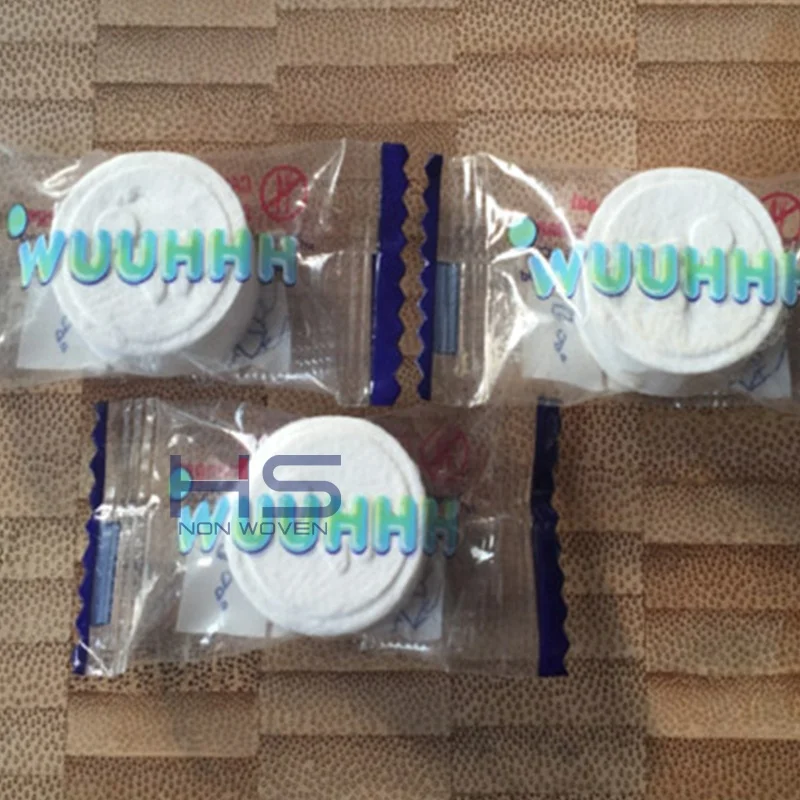 Disposable tablet compressed towel 100% biodegradable compressed napkin with individual packing