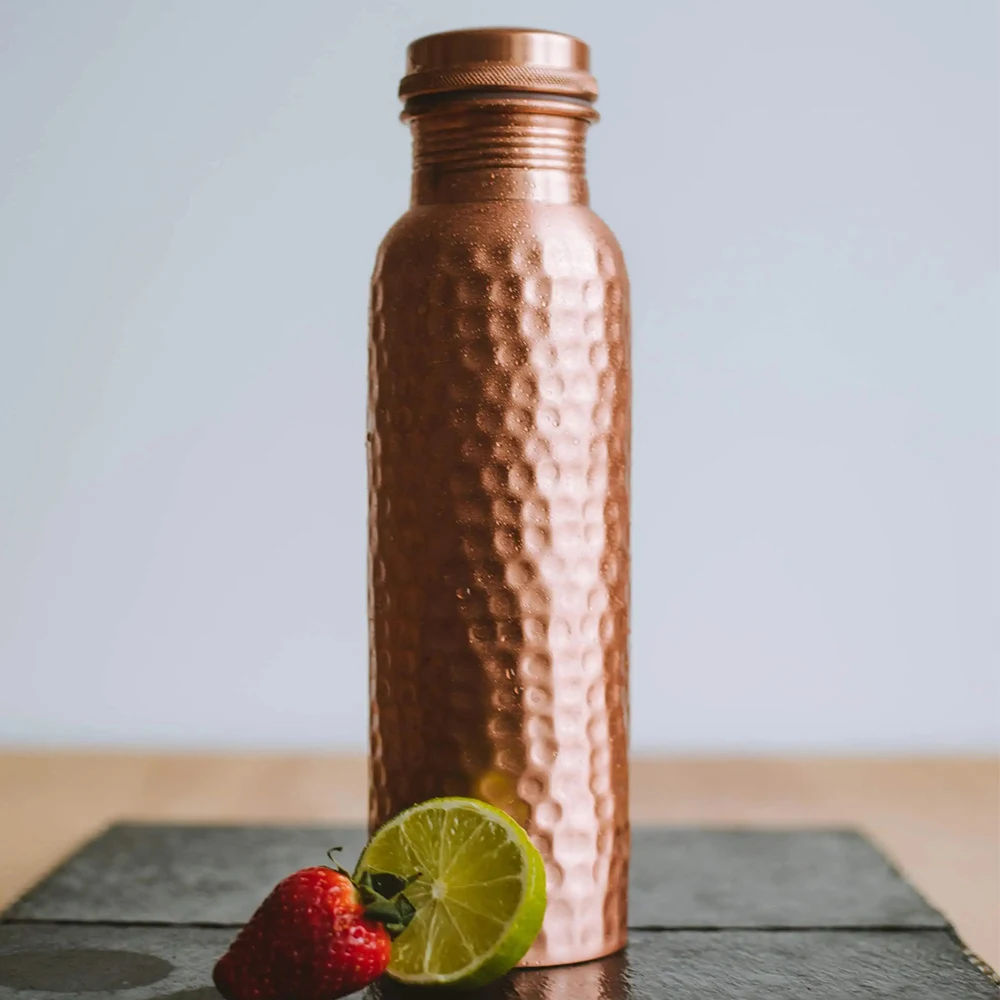 Large Copper Water Bottle A Hammered Ayurvedic Pure Copper Vessel For Drinking