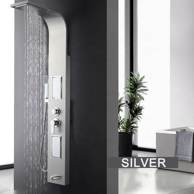 Brushed silver stainless steel multifunctional  shower panel