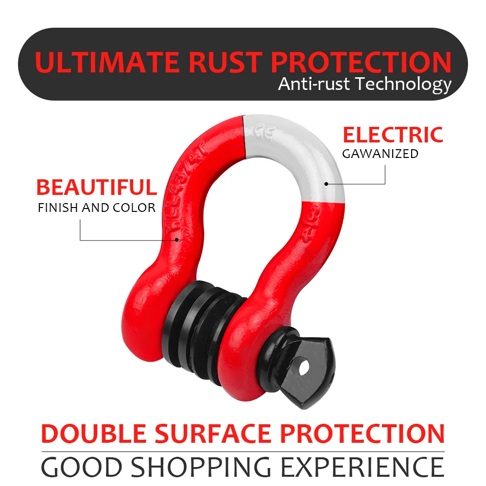 Mining-Factory Rigging Carbon Steel High-Strength 4*4 Forged Bow Shackle Galvanized US Type Off-Road Alloy Steel Shackle