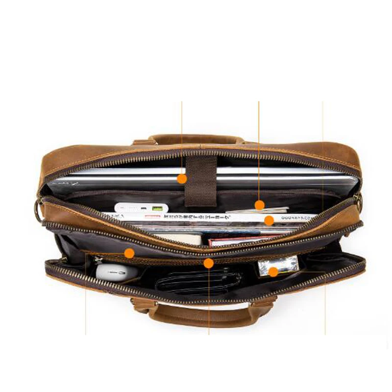 Factory Crazy horse leather briefcase bag Men Genuine Handbags Man Laptop Bags For Leather Bag Briefcases for men