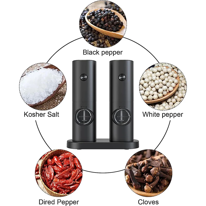 Plastic Non-Rechargeable 2pcs Gift Set Salt and Pepper Grinder 2 in 1