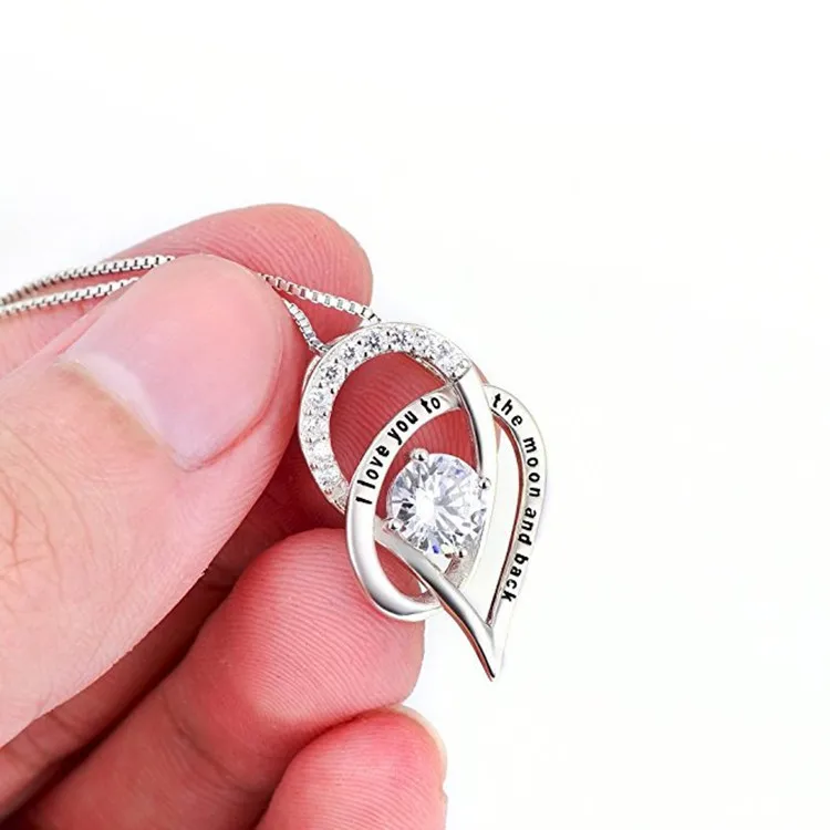 Женское ожерелье из серебра 925 пробы с кулоном «i love mom» на
