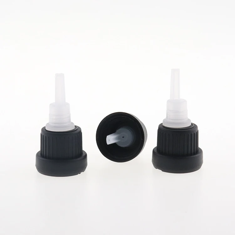Tamper evident plastic child black resistant dropper cap 18mm with plastic dropper stopper