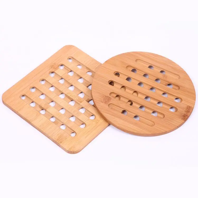 Natural Bamboo Hot Pads Kitchen Trivets Coasters Easy to Clean Anti-Hot Durable Pot Mat  Protects Tabletops And Counters