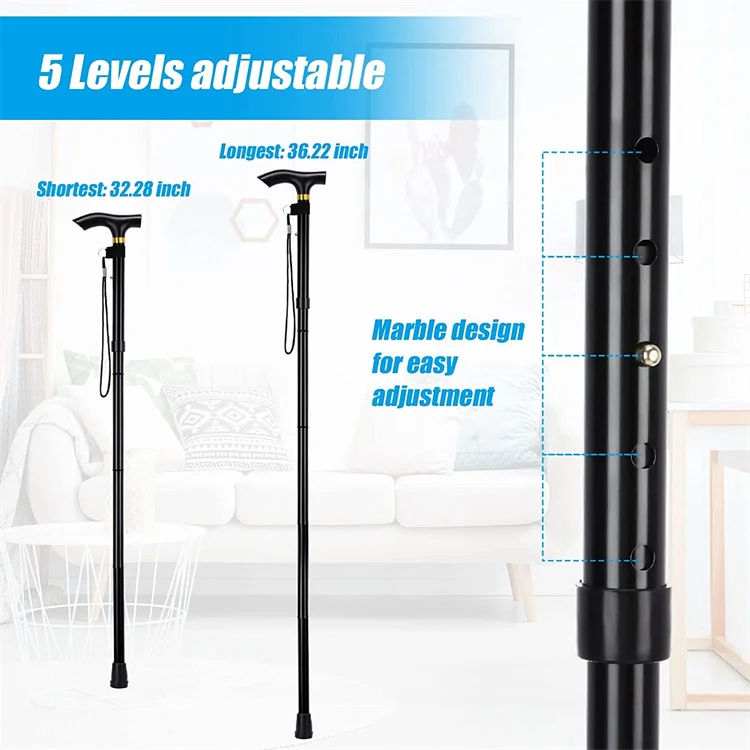 LQX Adjustable Walking Stick,Folding Cane Handle,Lightweight,Suitable for Arthritis,The Elderly, Walking Cane for Women & Men