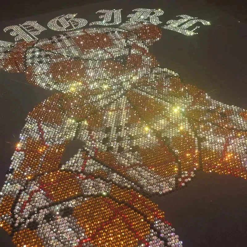 Factory Wholesale Hot fix Rhinestone Transfer Colorful Bling Rhinestone Designs Custom Rhinestone Motif Transfer For Shirt