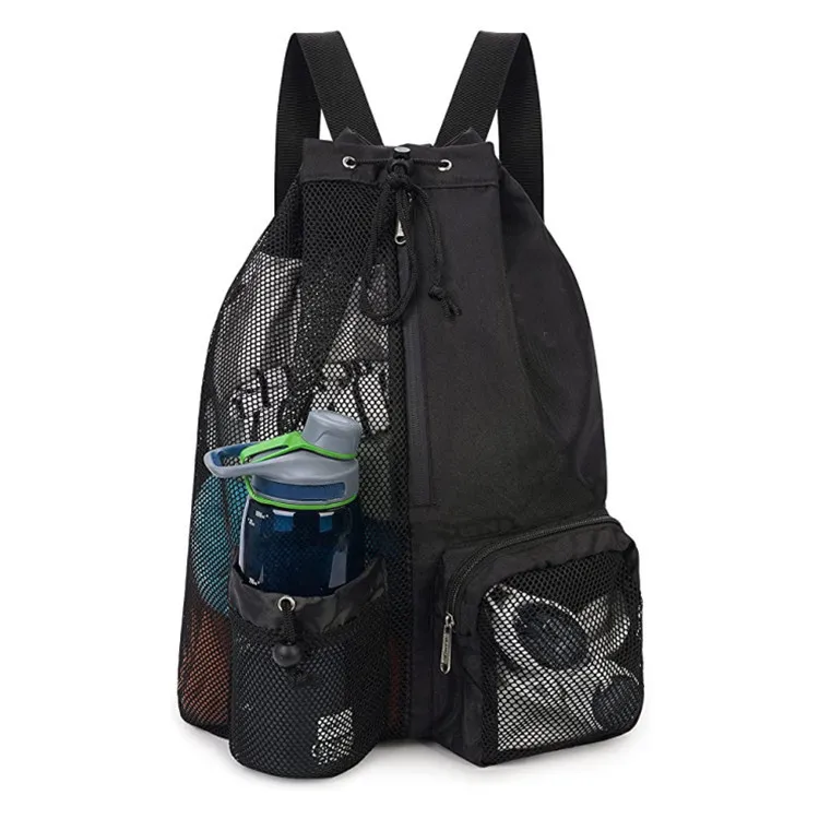 New Swim Bag Mesh Drawstring Backpack Beach Backpack Gym Workout Kit Bag With Wet Pocket