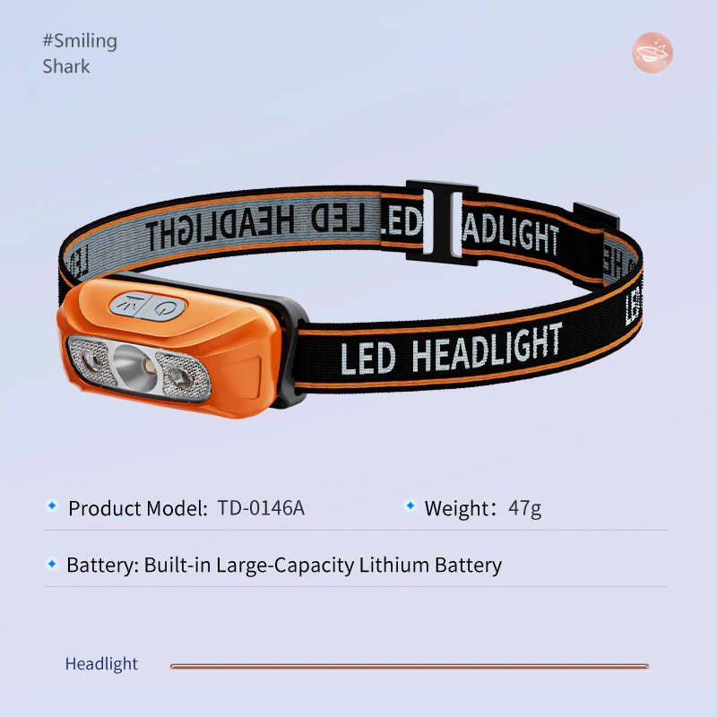 Orange LED Zoom Headlight for Kids Reading & Outdoor Play with Adjustable Focus Flashlight