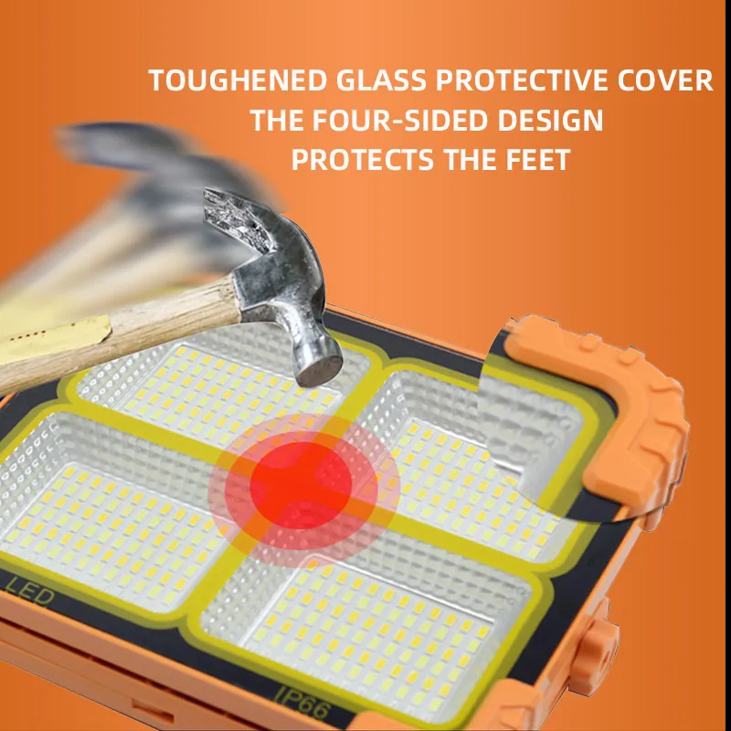 Multifunctional Working Light 4 Modes Handheld Solar USB C Charging Strong Magnet COB Foldable Work Lamp Emergency Car Repairing