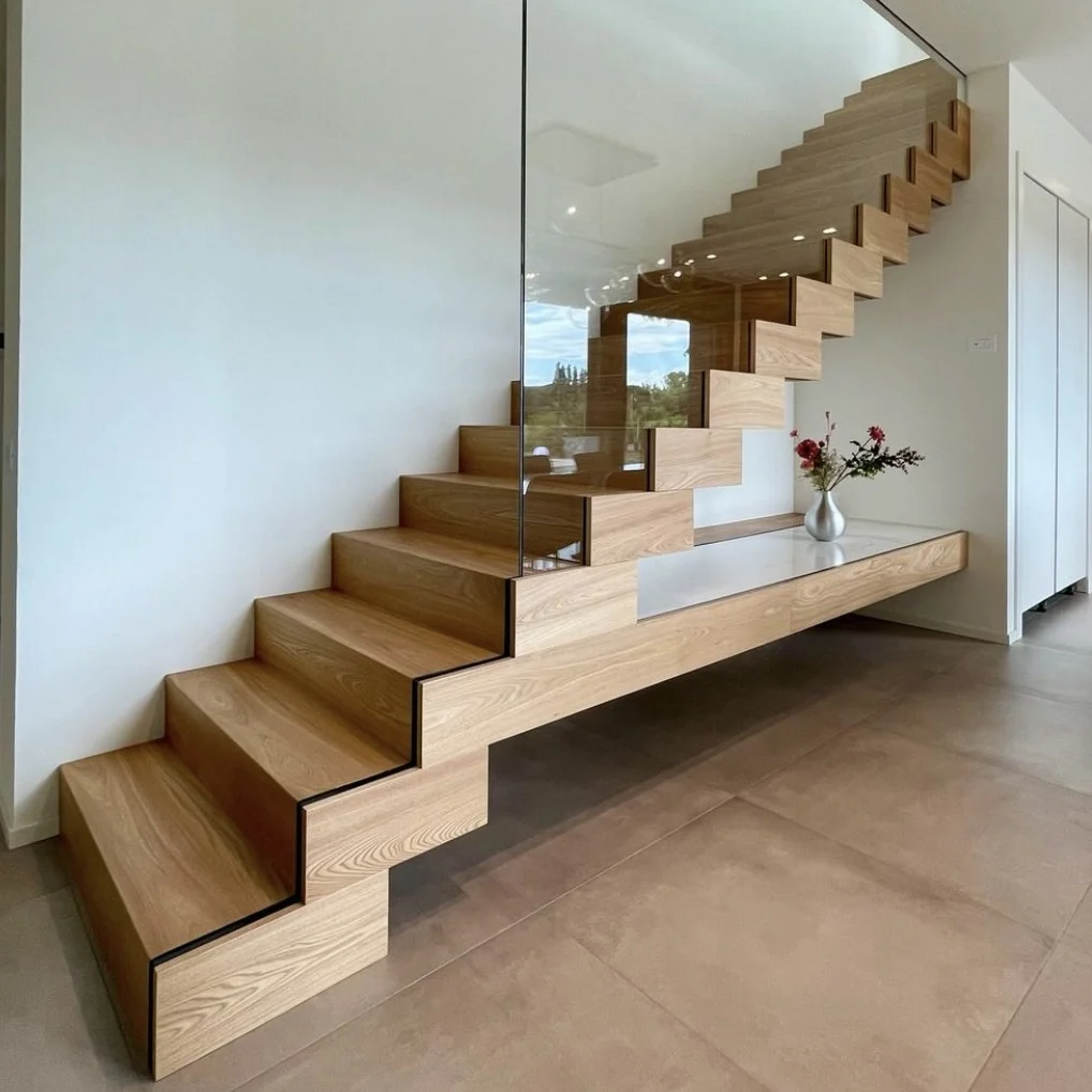 Rising commercial American high-end design indoor straight staircase indoor straight stairs internal straight staircase