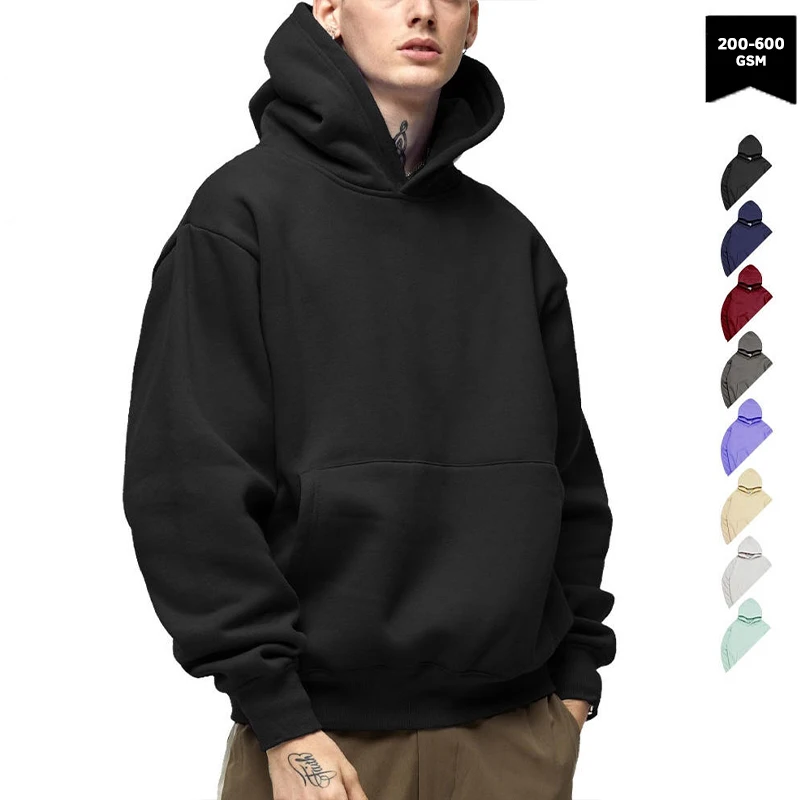 2024 Custom Embroidered Logo 400 gsm Hoodies Puff Printing High Quality Streetwear Oversize Blank heavy weight pullover hoodies