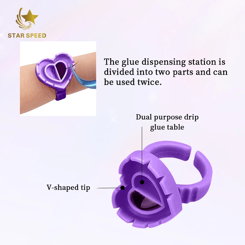 Star Speed Wholesale Pink Heart Shape Flower Glue Ring Eyelash Extension Tools Lash Glue Rings