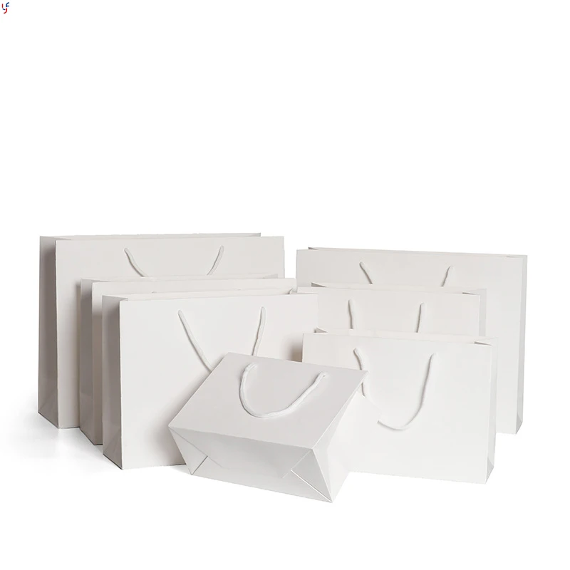 Manufacture Logo Luxury Wedding Paper Bag Custom Jewelry White Cardboard Paper Gift Bag With Cotton Rope Handle