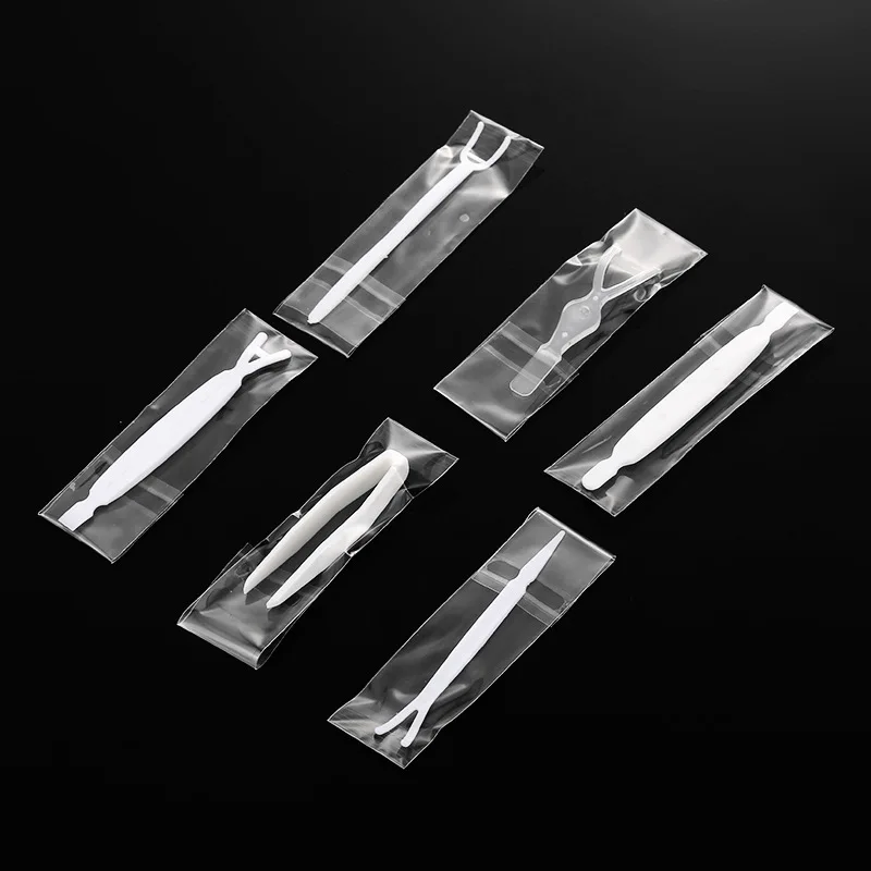 Wholesale Plastic Flat Fork Stick Double Eyelid Tape Tweezers Wearing Auxiliary Tools White Tweezers Custom Color Logo