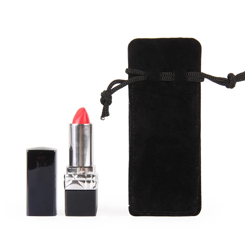 Custom Cosmetics Lipstick Velvet Packaging Pouch Pen Chopsticks Jewelry Bag With Logo