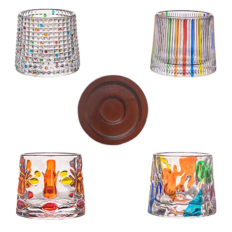 Color High Borosilicate Cocktail Fashion Mess Double Wall Champagne Glaze Whisky Water Glass Cup