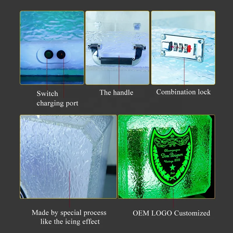 OEM Customized Ice rock Ace of Spade Premium Collection Suitcase Champagne Wine VIP Cup glass bottle storage lock wine box