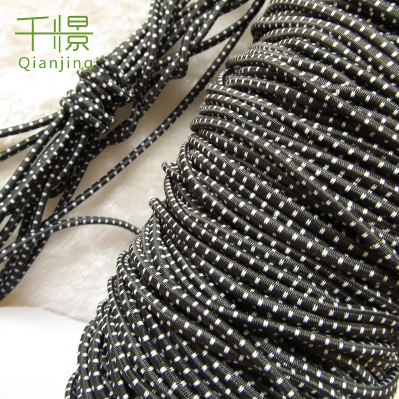 RE12 manufacturer supply Clothes and bags accessories 3mm black with white dots  elastic rope widely use