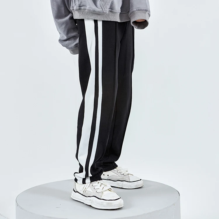 CONKLAB college oem black tapered softshell school style side stripe tracksuit boys hiking wide leg pants for women