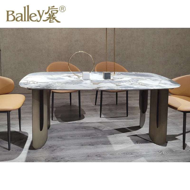 Italian Model Dining Table in Dining Room Furniture Modern Extension High Gloss Luxury Marble Butterfly White Kitchen OEM Wood