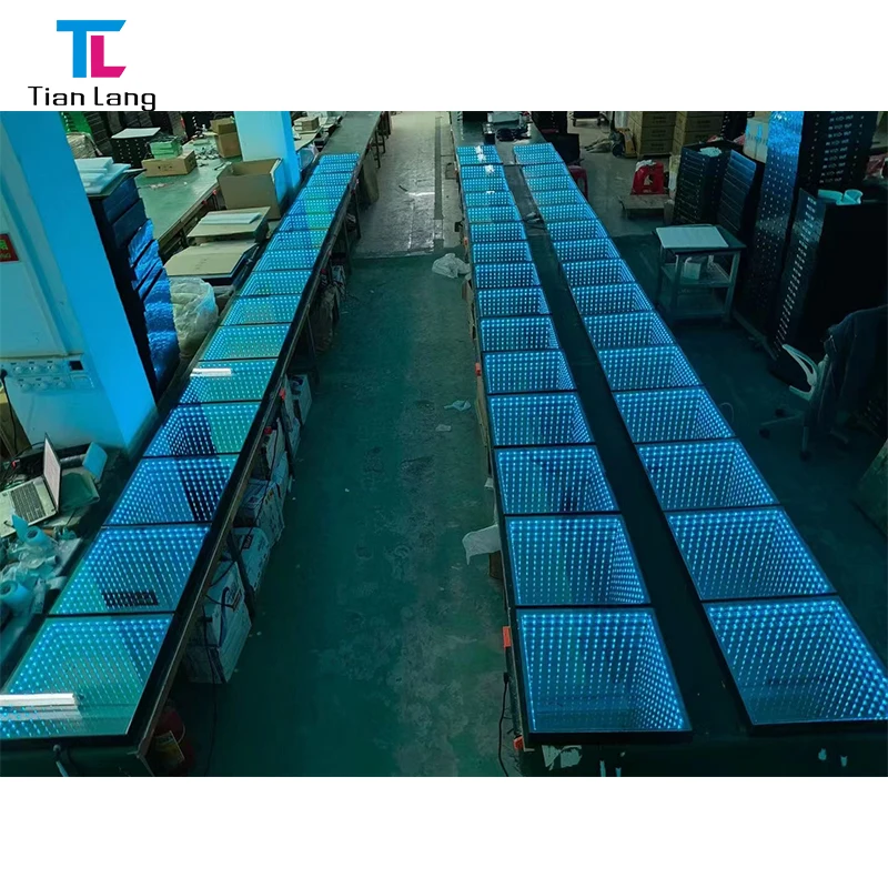 Wedding Decorations Newest Portable Panel Double Tunnel LED 3D Mirror Abyss Dance Floor For DJ Disco Stage Night Club