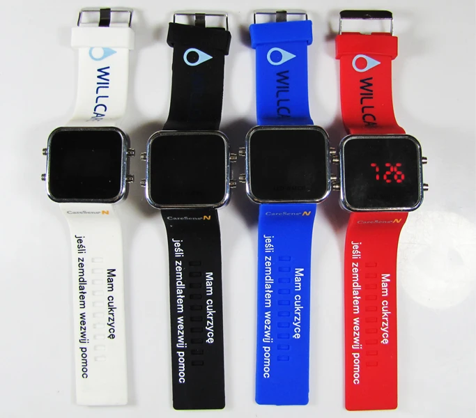 Hot Sale Healthy Fashion White LED Watch Customs own logo printing design Silicone rubber strap